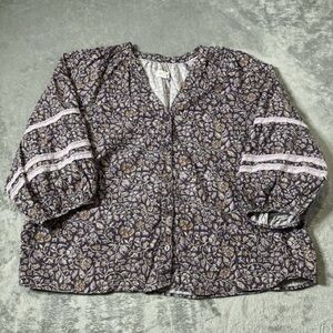 Anthropologie Purple Floral Blazer